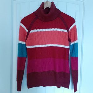 Krimson Klover Wool Blend Striped Turtleneck Red Size S